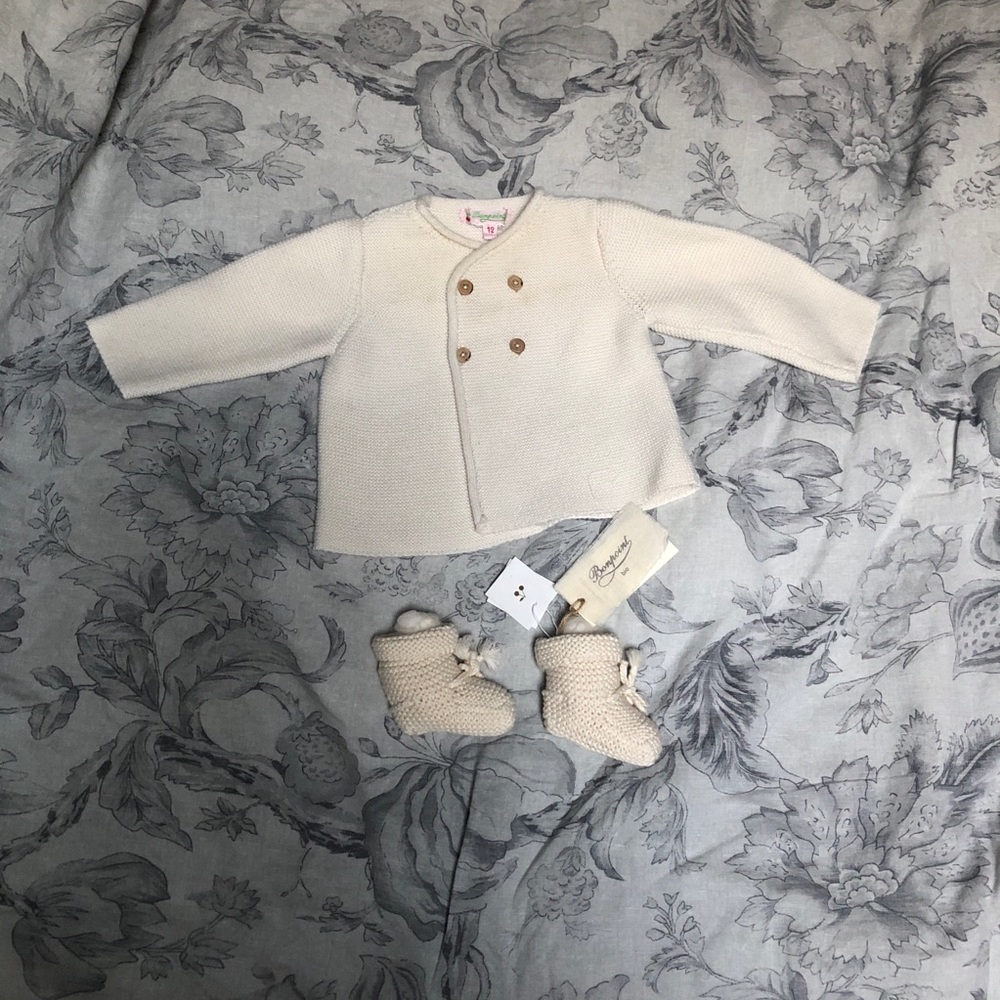 Bonpoint newborn set cardigan + booties socks